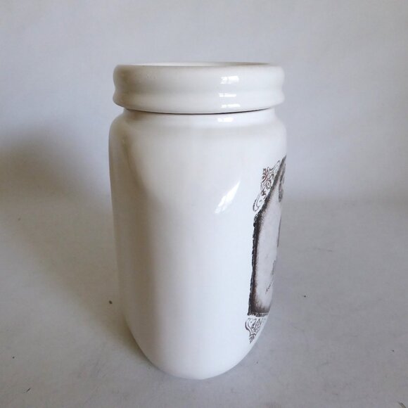 NEW 6” HALLOWEEN WHITE CERAMIC LIDDED APOTHECARY JAR PICKLED TOADS SNAKES - Picture 5 of 12